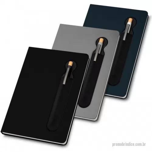 Caderno personalizado - Caderno de anotações com suporte para caneta, capa dura em PU, miolo 80 folhas pautadas na cor bege. NÃO ACOMPANHA CANETA.