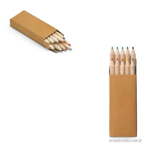 Lápis de cor personalizados - Caixa de cartão com 10 mini lápis de cor