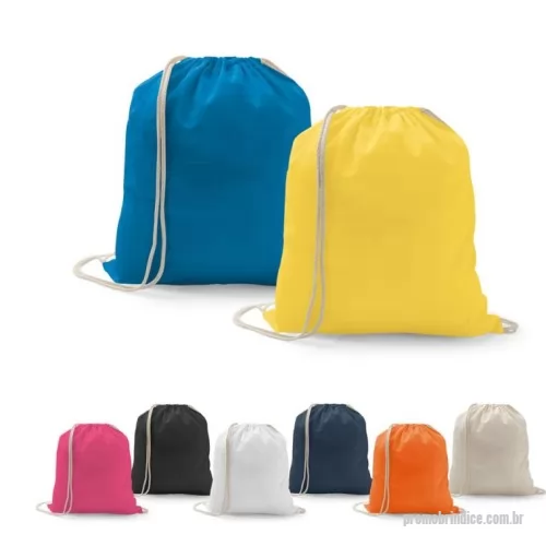 Mochila saco personalizada - Sacola tipo mochila em algodão reciclado e poliéster