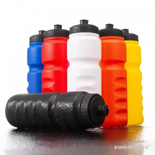 Squeeze personalizado - Squeeze plástico (PE) 850ml com tampa de bico rosqueável e formato para encaixe dos dedos no corpo da garrafa.