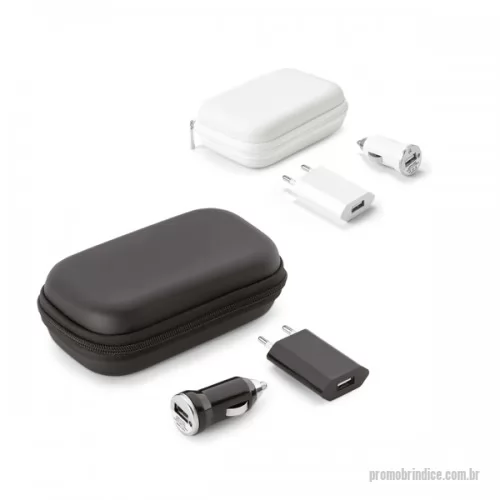 Acessório para celular personalizado - Kit de adaptadores USB. ABS. Incluso adaptador de corrente DC 110V/220V e adaptador para carro DV 12-24V. Fornecido com bolsa EVA.