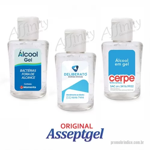Álcool em gel personalizado - Frasco de 35ml Asseptgel personalizado em adesivo com arte do cliente.