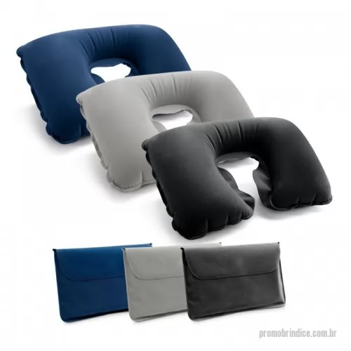 Almofada de pescoço personalizada - Almofada de pescoço inflável em PVC aveludado. Fornecida em bolsa. Vazio: 425 x 275 mm | Bolsa: 175 x 115 mm