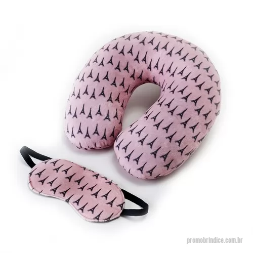 Almofada inflável personalizada - Almofada de Pescoço com Botão e Tapa Olhos