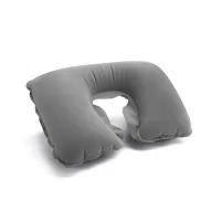 Almofada de Pescoço Inflavel Personalizada, Medidas Vazio: 425 x 275 mm, Material PVC CAMURÇA, Cores CINZA, Estojo INCLUSO
