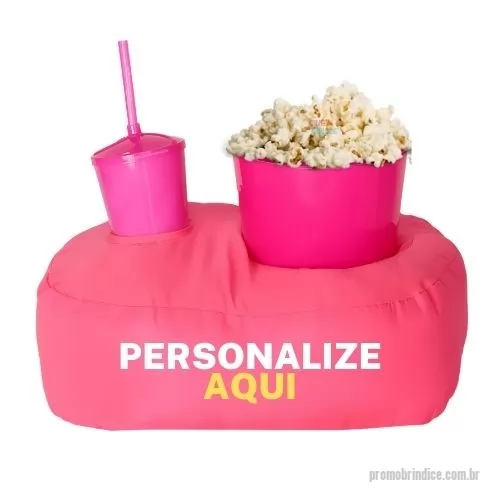 almofada porta pipoca personalizada - Almofada Porta Pipoca Rosa Solteiro Personalizada com sua logo 2 Cores Silk