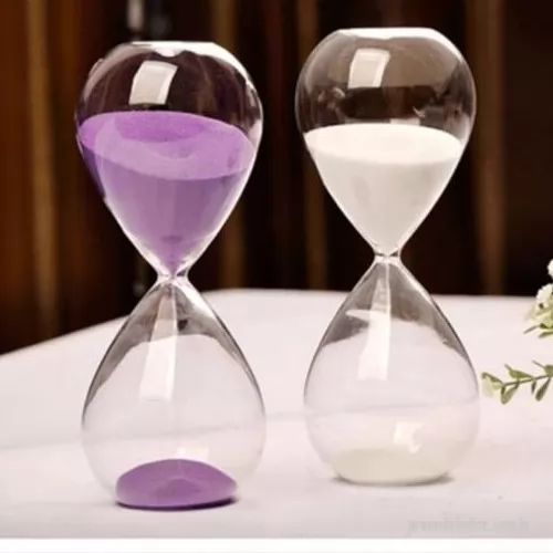 Ampulheta personalizada - Ampulheta toda em vidro com o tempo de 5 minutos + embalagem individual. Medida 12,5 cm x 5 cm 