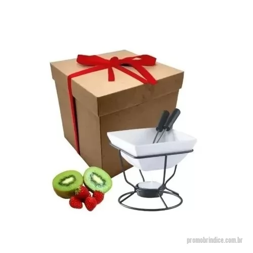 Aparelho de fondue personalizado - 1 Panela de Cerâmica 1 Suporte 1 Vela 2 Garfos