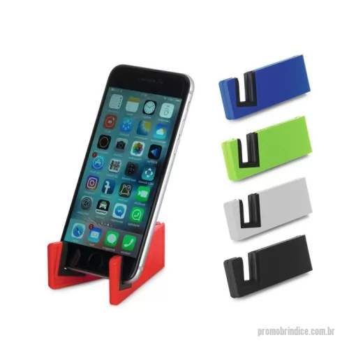 Apoio para celular personalizado - Suporte para celular em ABS e TPR. Fechado: 89 x 30 x 9 mm