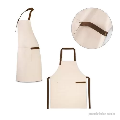 Avental personalizado - Avental 100% algodão canvas (320 g/m²) com detalhes em metal. Com 3 bolsos multifuncionais e uma tira lateral (para suporte de um pano de cozinha). Tira do pescoço facilmente ajustável. 680 x 900 mm