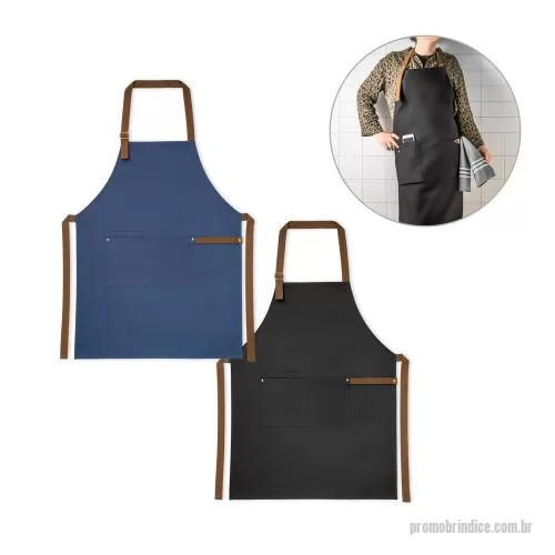 Avental personalizado - Avental 100% algodão canvas (300 g/m²) com detalhes em metal. Com 3 bolsos multifuncionais e uma tira lateral (para suporte de um pano de cozinha). Tira do pescoço facilmente ajustável. 680 x 900 mm