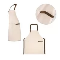 Avental 100% algodão canvas (320 g/m²) com detalhes em metal. Com 3 bolsos multifuncionais e uma tira lateral (para suporte de um pano de cozinha). Tira do pescoço facilmente ajustável. 680 x 900 mm
