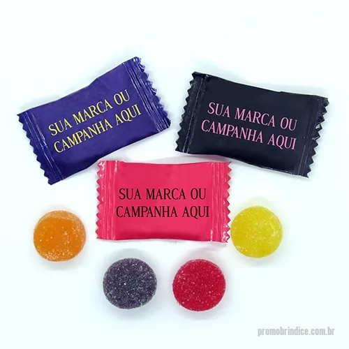 Bala personalizada - Balas mastigáveis goma americana , cobertas com açúcar, disponível em sabores sortidos  uva , cereja, laranja e abacaxi. Embalagens flow pack comum ou laminado ENVIE SUA LOGO, LAYOUT VIRTUAL SEM COMPROMISSO !!  (  Validade 6 meses)