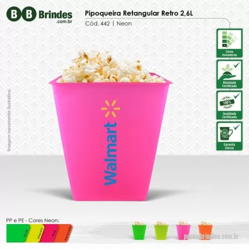 Balde de pipoca personalizado - Desenvolvido com matéria prima resistente e com design retro. Sugerido para todos os tipos de público, com foco em cinemas, supermercados e indústria de alimentos.