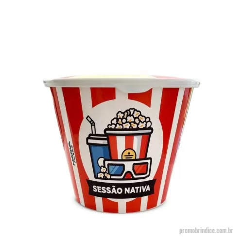 Balde de pipoca personalizado - Balde de pipoca 2 litros In Mold Label. Altura: 13cm, diâmetro da base: 11cm e diâmetro boca superior: 16cm. Material: PP