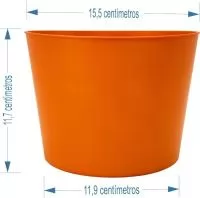 Balde de pipoca com capacidade de 1,6 litro, produzido em polipropileno, com peso aproximado de 55 gramas, altura de 11,7 cm, diâmetro da boca de 15,5 cm e base de 11,9 cm, oferecendo estrutura leve, resistente e adequada para o consumo de alimentos.