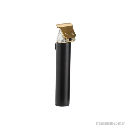 Barbeador elétrico personalizado - Máquina de cortar cabelo recarregável com lâminas em aço inoxidável, tampa plástica e corpo de alumínio. Acompanha 4 pentes plásticos (1mm, 2mm, 3mm e pente de proteção para as lâminas), escova de limpeza, óleo lubrificante e cabo USB-Tipo-C.
