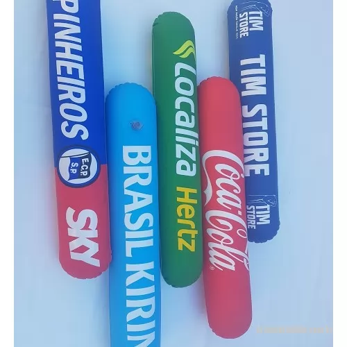 bateco inflaveis personalizado - Bateco confeccionado em pvc pneumático espessura 0,20mm nas medidas de 50x10cm , aplicação de válvula número 01 para enchimento e impressão em serigrafia.
