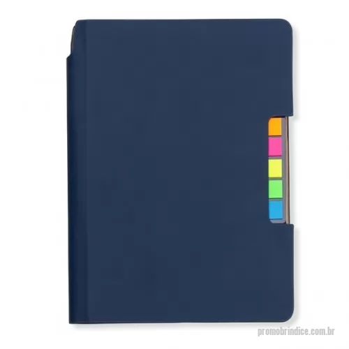 Bloco adesivado personalizado - Caderno de anotações, com sticky notes, capa em material Sintético, miolo 80 folhas pautadas na cor bege.