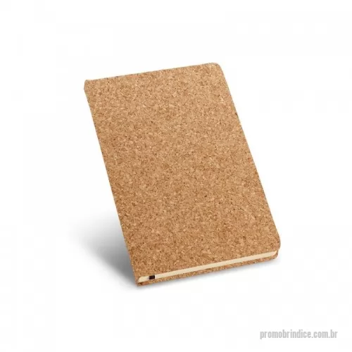Bloco Anotações personalizado - Caderno capa dura A6 em cortiça com 80 folhas não pautadas em cor marfim e fita separadora. 90 x 142 mm