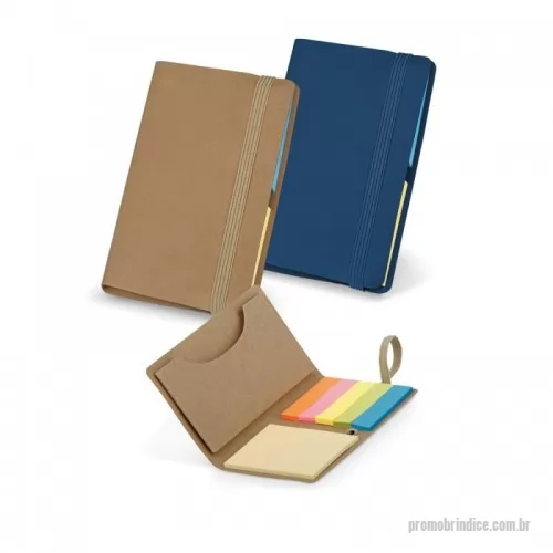 Bloco Anotações personalizado - Porta cartões em craft com elástico, acompanha 6 blocos adesivados com 22 folhas cada. 104 x 65 x 5 mm
