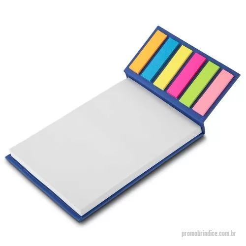 Bloco Anotações personalizado - Bloco de anotações com capa dura, sticky notes com 25 folhas em 06 cores, miolo 80 folhas sem pauta na cor branca.