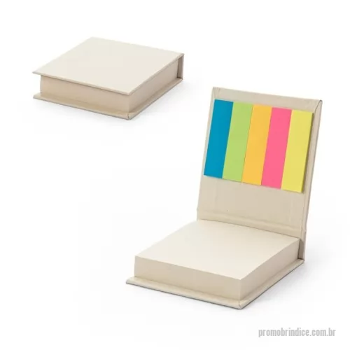 Bloco Anotações personalizado - Conjunto de anotações personalizado 2 em 1 para escritório, produzido em papel 100% reciclado. Possui 1 bloco principal com 150 folhas brancas para anotações e 5 blocos adesivos coloridos, cada um com 15 folhas, ideais para lembretes, marcações e organização da rotina. Compacto e funcional, é uma excelente opção para brindes corporativos, escritórios, treinamentos, eventos, feiras, kits de onboarding, ações sustentáveis e presentes para clientes e colaboradores. O estojo dobrável facilita o transporte e mantém os blocos organizados. Produto útil, ecológico e com ótimo potencial para personalização com logotipo ou identidade visual da empresa. Medidas aproximadas: aberto 17 x 8 cm; fechado 8 x 8 cm.