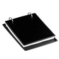 Bloco de anotações de mesa preto, material premium de couro ecologico, com 150 folhas, Formato Frente - 160mm X 130mm | Formato Verso 190mm X 136mm