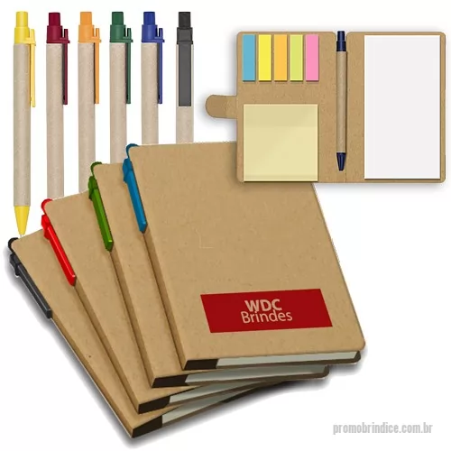 Bloco ecológico personalizado - Bloco de anotações ecologico com post it e caneta. Tamanho 15 x 10cm