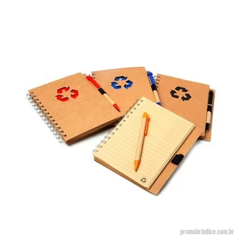 Bloco ecológico personalizado - Bloco de Anotações ecológico com caneta ecológica. 80 folhas. Material reciclado.  Personalização em silkscreen até 02 cores.