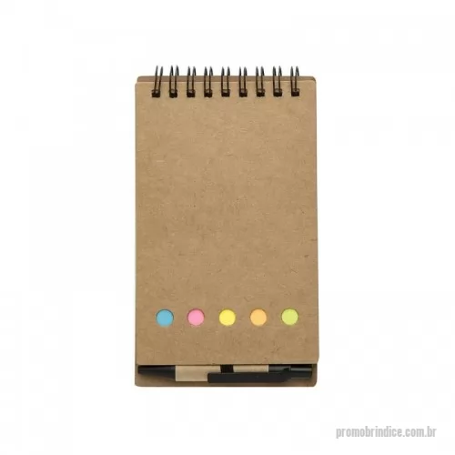 Bloco ecológico personalizado - Bloco de anotação de material reciclado com post-its coloridos e caneta (70 folhas)