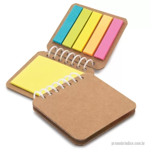 Bloco ecológico personalizado - Caderno. Papel kraft. 6 conjuntos: 25 folhas cada. 75 x 70 mm