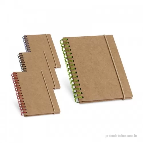 Bloco personalizado - Caderno de bolso espiral com 60 folhas pautadas de papel reciclado e capa dura em cartão com elástico. 100 x 140 mm