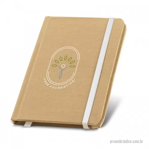 Bloco personalizado - Caderno de bolso com 80 folhas lisas de papel reciclado e capa dura em cartão. Contém elástico e fita separadora. 100 x 140 mm