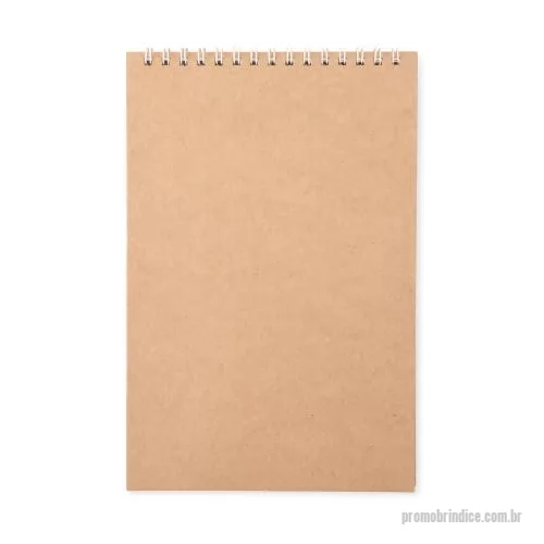 Bloco personalizado - Bloco de anotações com capa em papel kraft e encadernação Wire-O. Possui aproximadamente 51 folhas marfim sem pauta.