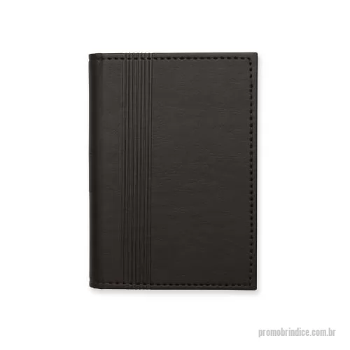Bloco personalizado - Caderneta em couro sintético com porta caneta e compartimento para arquivar folhas. Possui aproximadamente 80 folhas marfim sem pauta.