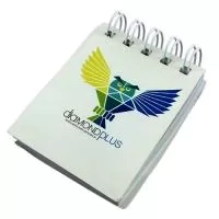 Fabricação própria, blocos personalizados do seu jeito. Permite lâminas de publicidade. Bloco de capa flexível com arte em 4 cores, miolo com 96 folhas com ou sem personalizadas e acabamento em wire-o 
