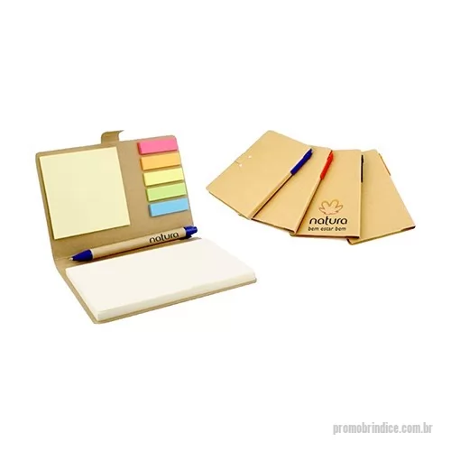 Bloco reciclado personalizado - Caderno Reciclado com Caneta Reciclada