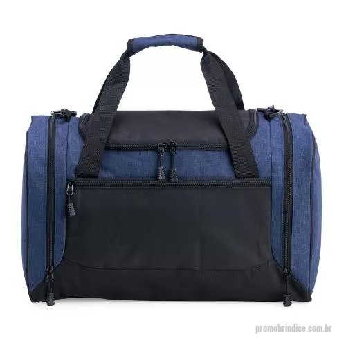 Bolsa de academia personalizada - Bolsa de 46 litros em nylon resistente à água, quatro compartimentos, bolso lateral telado para tênis. Alça transversal regulável.