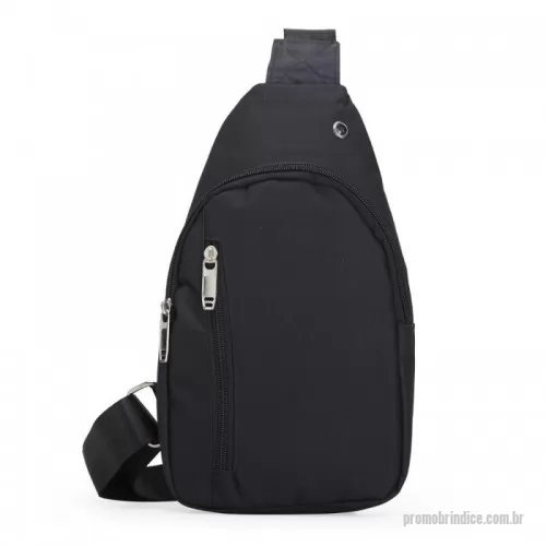 Bolsa de Ombro personalizada - Bolsa de ombro em nylon com 2 compartimentos e bolso interno, possui saída para fone de ouvido. Alça transversal com opção de regulagem.