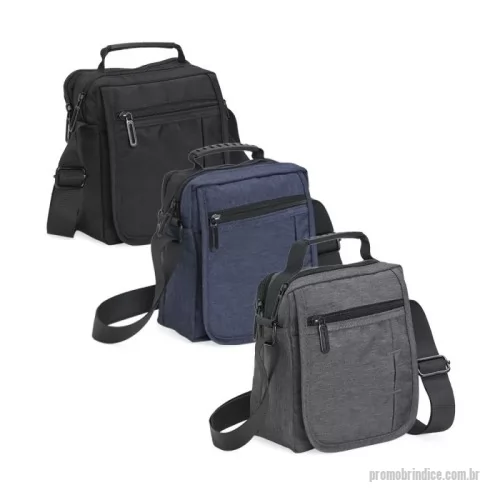 Bolsa de Ombro personalizada - Bolsa de ombro em nylon com quatro compartimentos.