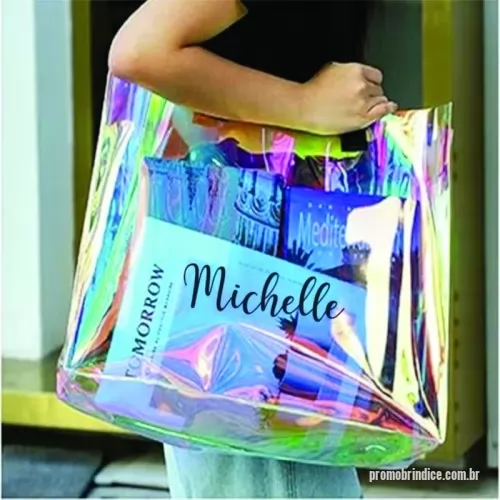 Bolsa de Ombro personalizada - Bolsa Holográfica Personalizada tamanho 30x45 