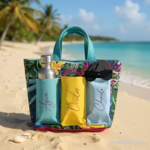 Bolsa de praia personalizada - BOLSA DE PRAIA MEDIDA 40X30X9 CM, MATERIAL NYLON 330 DUBLADO COM NYLON 600, FORRO NYLON 70 RESINADO.ALÇA EM FITA CHIQUE