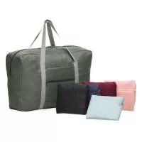  Bolsa de viagem dobrável 32 litros em poliéster impermeável com dois compartimentos. Contém bolso para encaixe em malas de viagem.