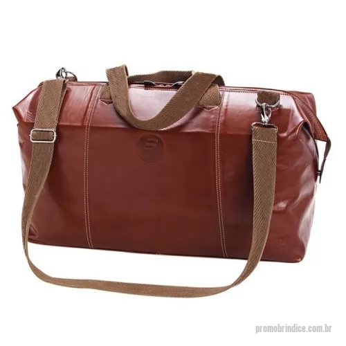 Bolsa de viagem personalizada - Bolsa de viagem confeccionada em couro vegetal com alça tira colo em cadarço de algodão