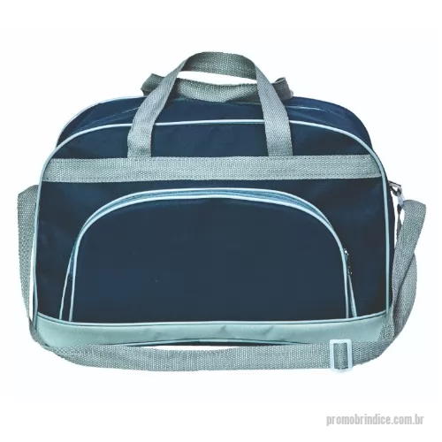 Bolsa de viagem personalizada - Bolsa de viagem em nylon 600 com um bolso, alças de mão e tiracolo com zíper reto medindo 29 cm x 46 cm x 15 cm.