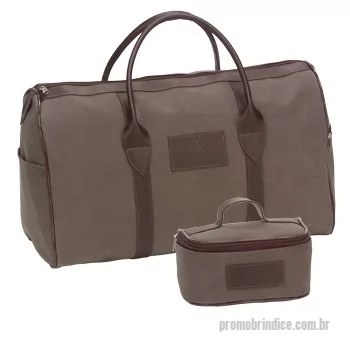 Bolsa de viagem personalizada - Bolsa de viagem em nobook, com detalhes em couro sintético com alça de mão.