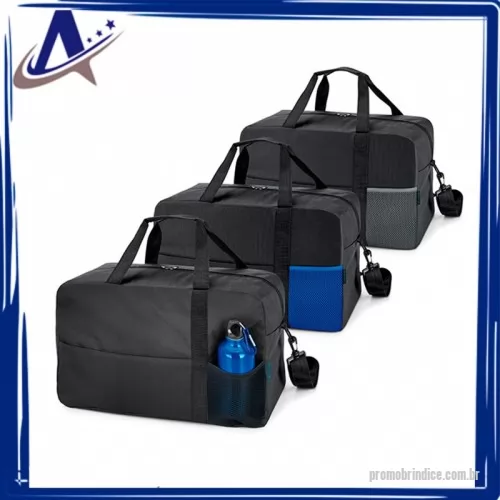 Bolsa de viagem personalizada - Bolsa de Viagem. 600D. Bolso frontal com fecho e bolso em tela. 460 x 290 x 220 mm