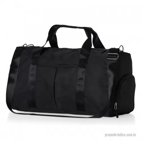Bolsa Esportiva personalizada - Bolsa esportiva de 35 litros em poliéster resistente à água com cinco compartimentos, sendo dois deles exclusivos para tênis e itens molhados. Contém bolso para encaixe em malas de viagem, bolso interno, alça de mão lateral extra e acompanha alça transversal.