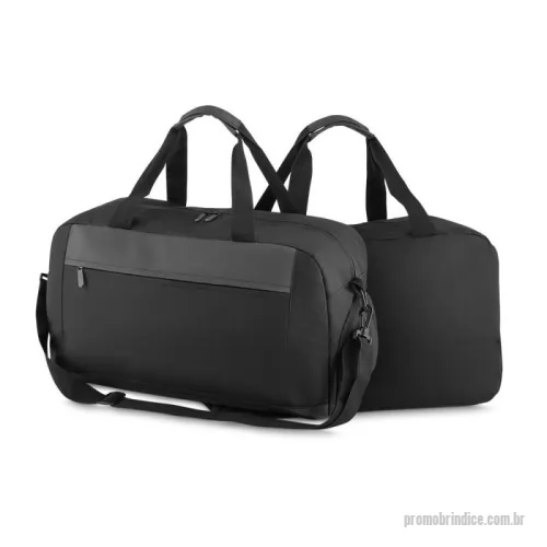 Bolsa Esportiva personalizada - Mala esportiva em poliéster 600D e detalhe em PVC. Conta com um compartimento de porta tênis na lateral com zíper, alça de ombro ajustável, alça de mão dupla e bolso frontal com ziper.